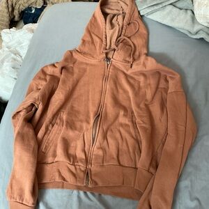 Hippie Rose Rust Orange Zip-Up Hoodie
